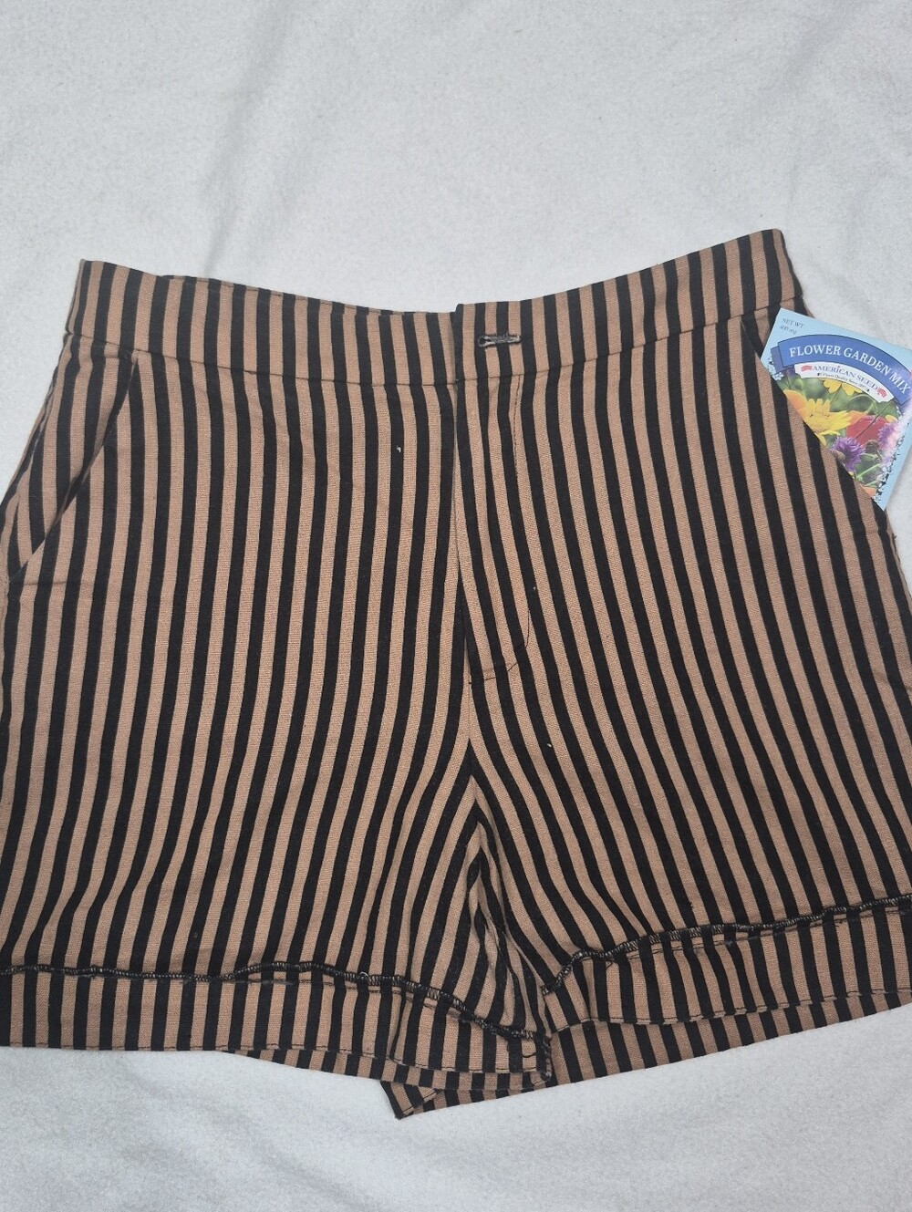 Simon Miller Black and Tan Vertical-Stripe High-Rise Shorts
